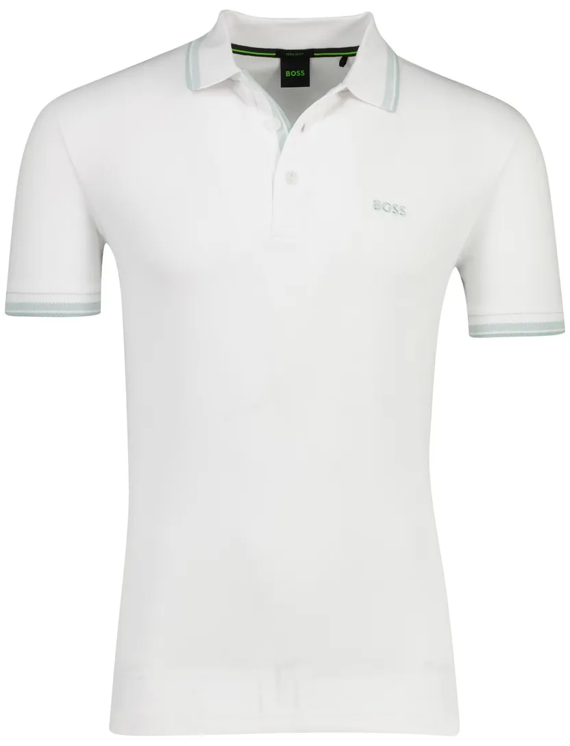Poloshirt Boss Green paddy 3 knoops wit pique