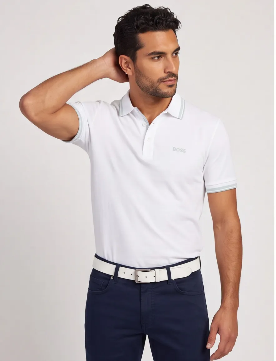Boss Green Paddy polo wit 3-knoops