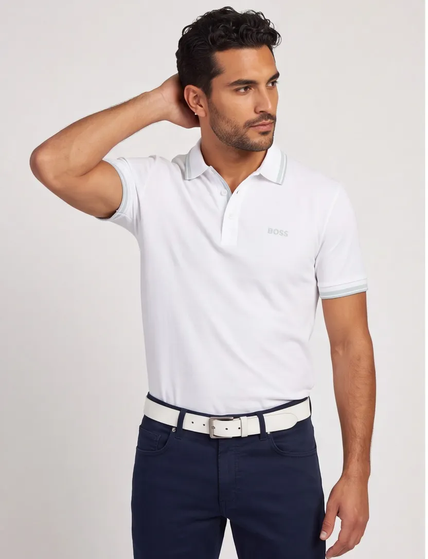 Poloshirt Boss Green paddy 3 knoops wit pique