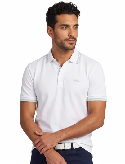 Hugo Boss Boss Green Paddy poloshirt 3 knoops wit