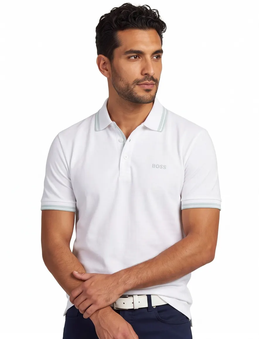 Boss Green Paddy poloshirt 3 knoops wit