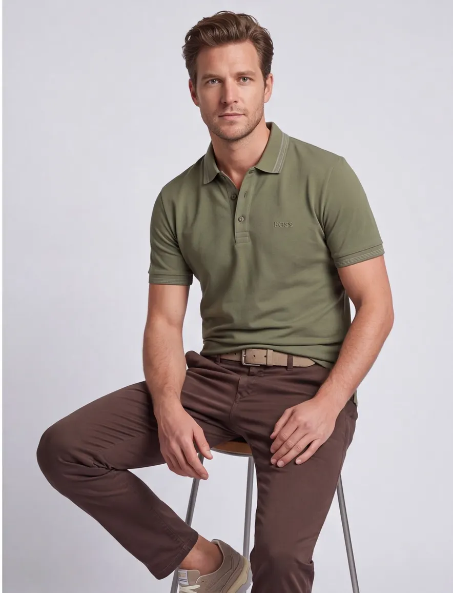 Boss Green Paddy polo regular fit pique groen