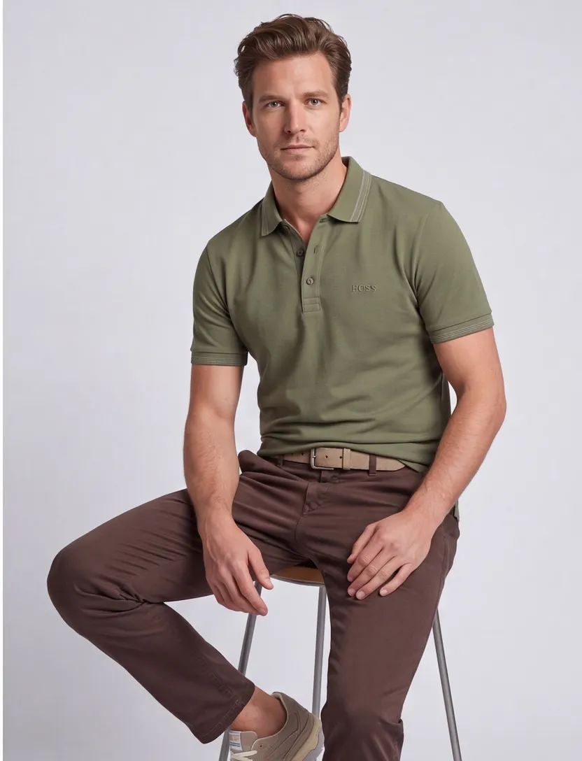 Polo Boss Green Paddy regular fit logo groen