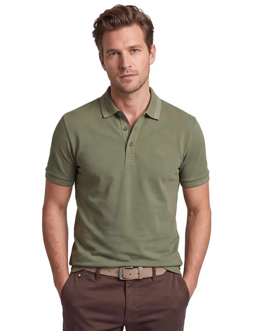 Boss Green Paddy polo regular fit pique groen