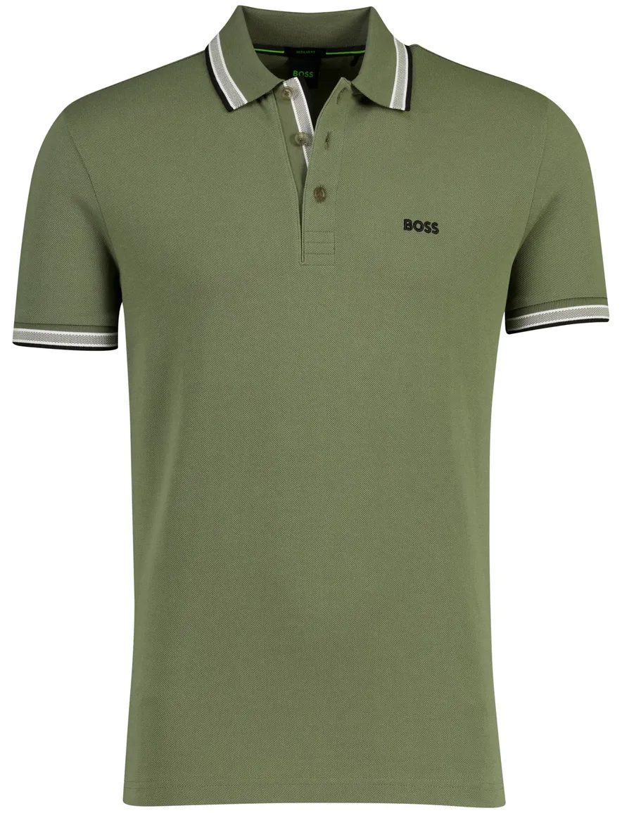 Boss Green Paddy regular fit polo groen 3 knopen