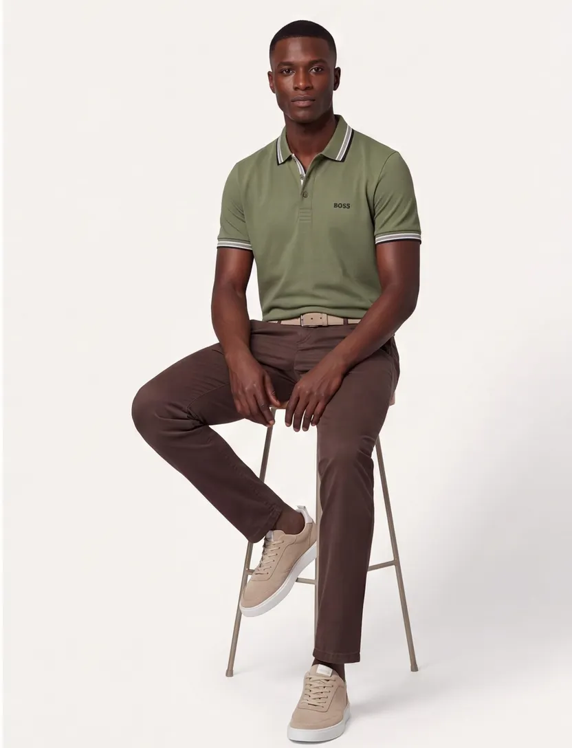 Poloshirt Boss Green Paddy groen regular fit met logo