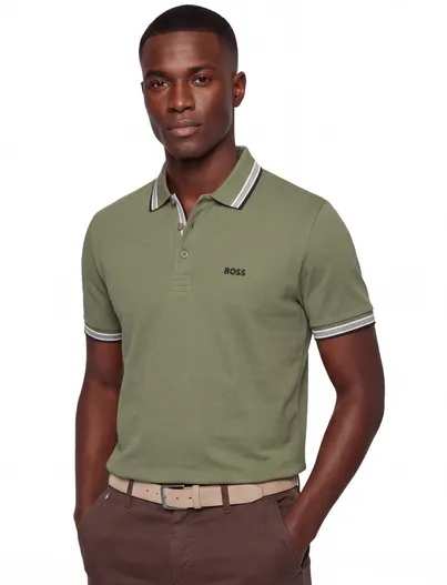 Hugo Boss Boss Green Paddy poloshirt regular fit groen 3 knopen