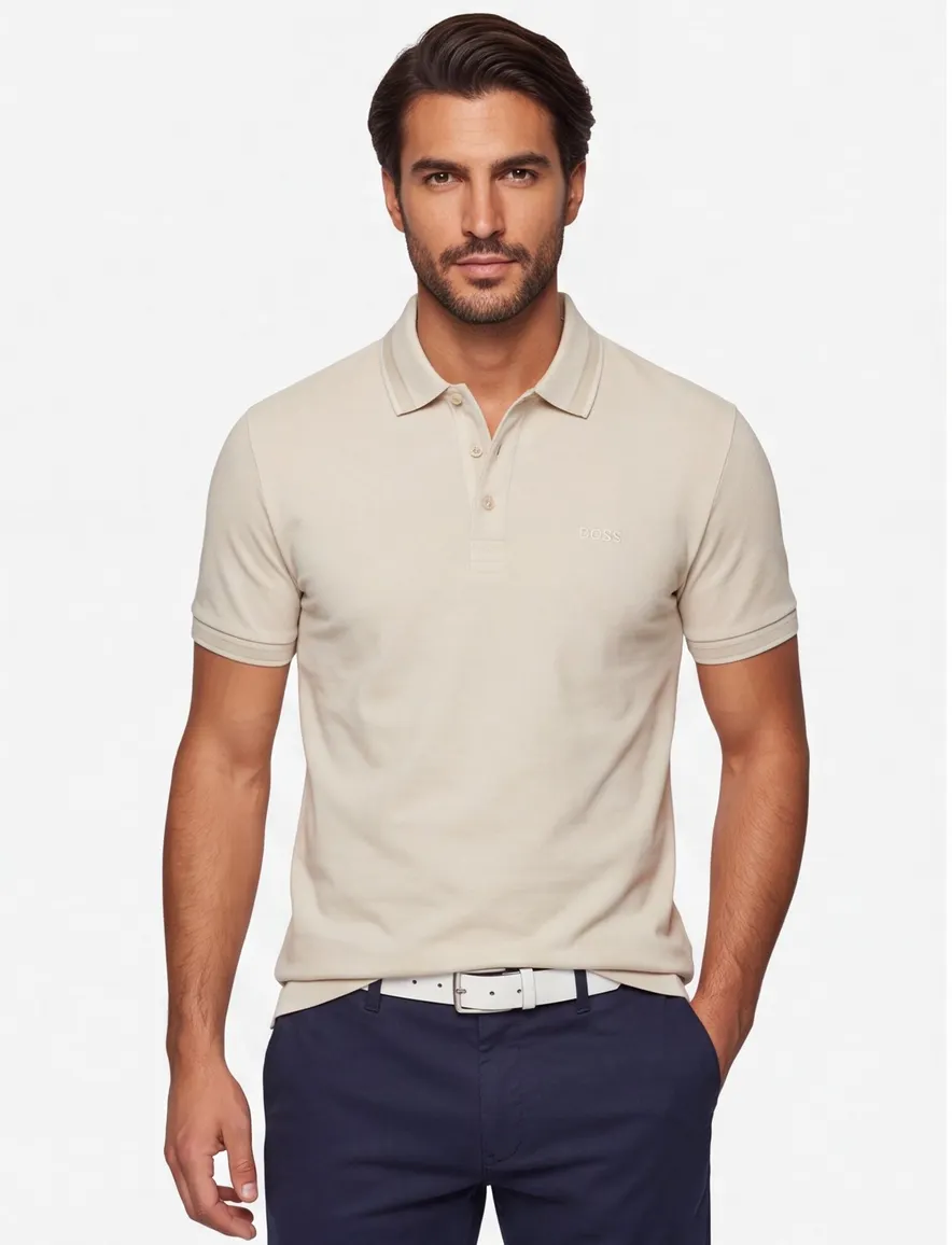 Boss Green Paddy polo regular fit beige 3 knoops