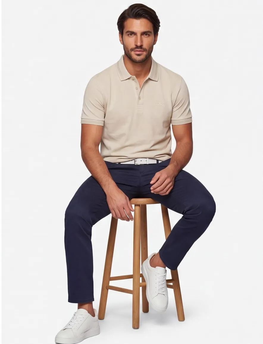 Boss Green Paddy polo regular fit beige 3 knoops