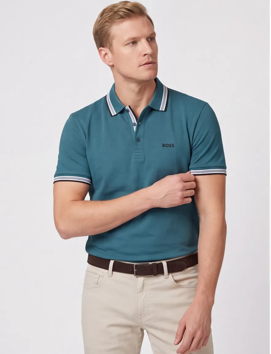 Boss Green Paddy polo blauw katoen
