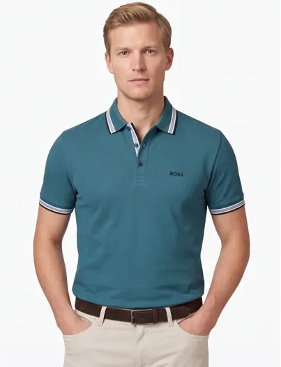Hugo Boss Boss Green Paddy polo regular fit pique blauw 3 knopen