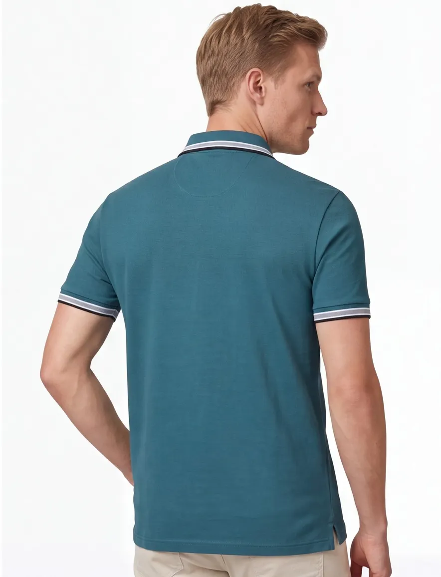 Boss Green Paddy polo regular fit pique blauw 3 knopen