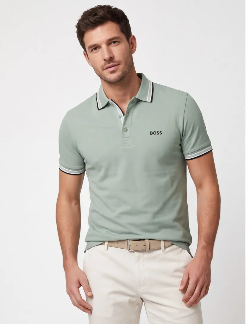Poloshirt Boss Green paddy 3 knoops groen pique