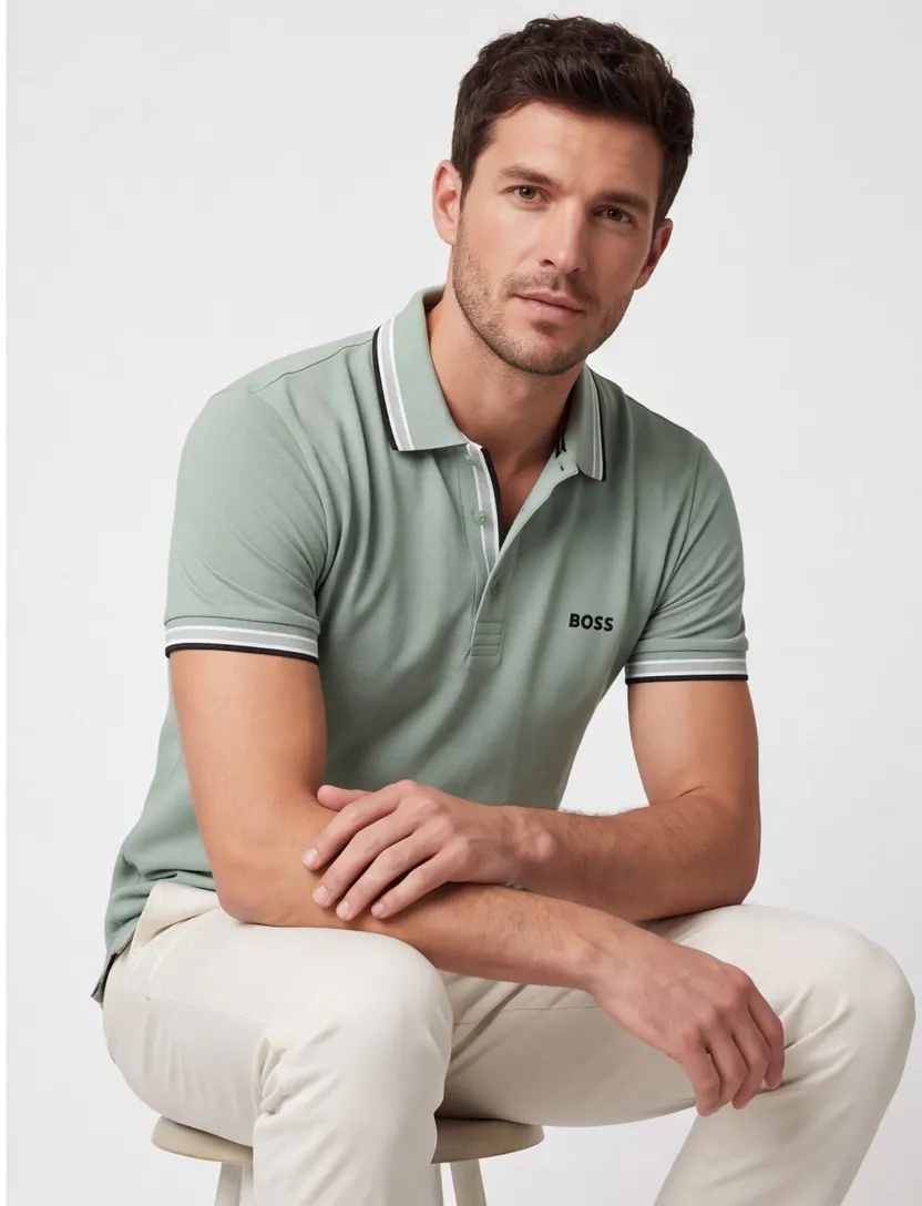 Poloshirt Boss Green paddy 3 knoops groen pique