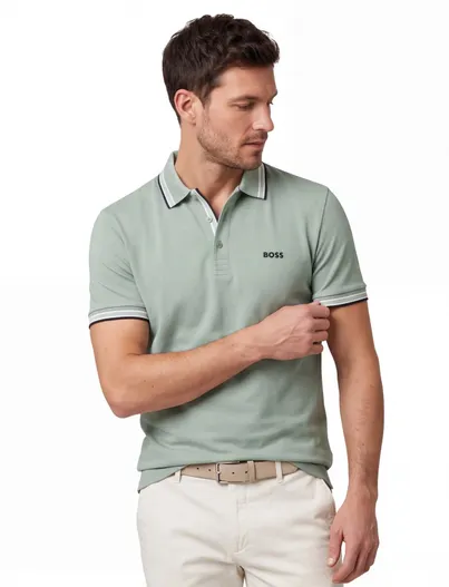 Hugo Boss Poloshirt Boss Green paddy 3 knoops groen pique