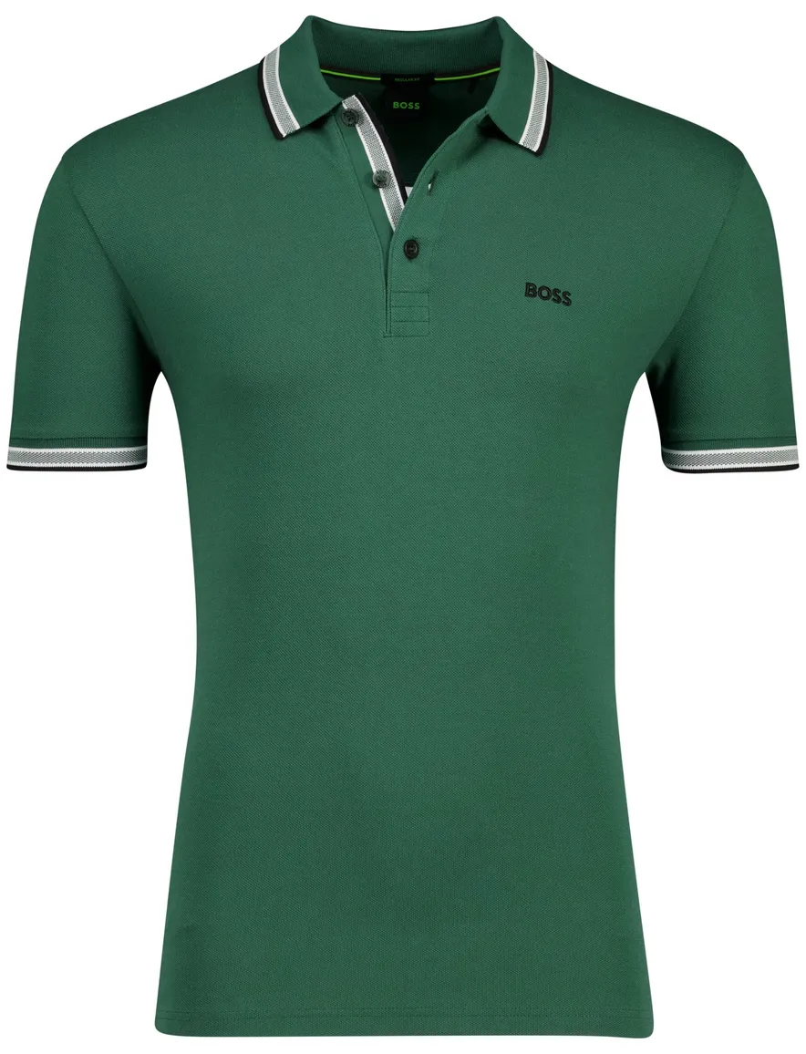 Boss Green Paddy polo pique groen zwarte knoop