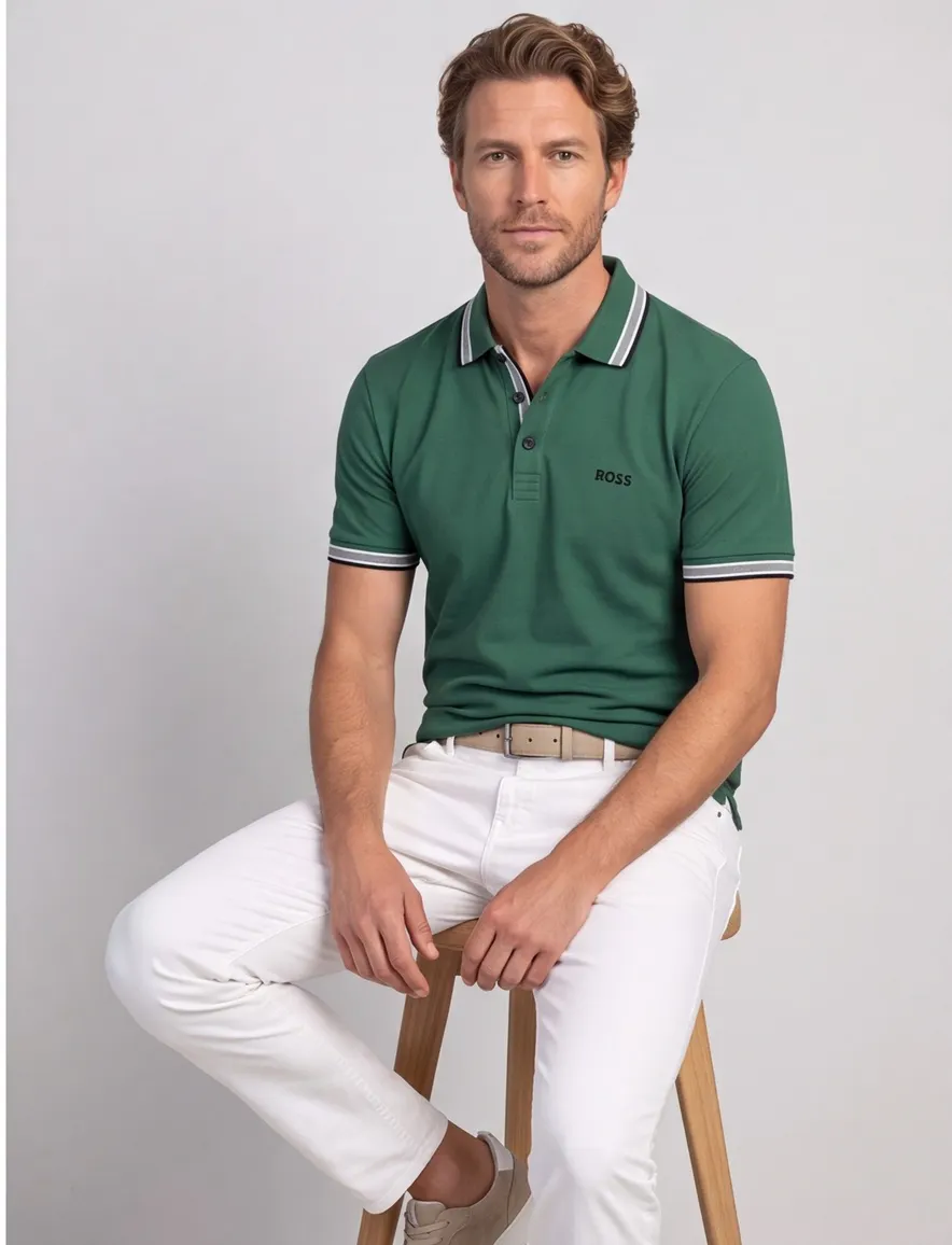 Boss Green Paddy polo regular fit pique groen