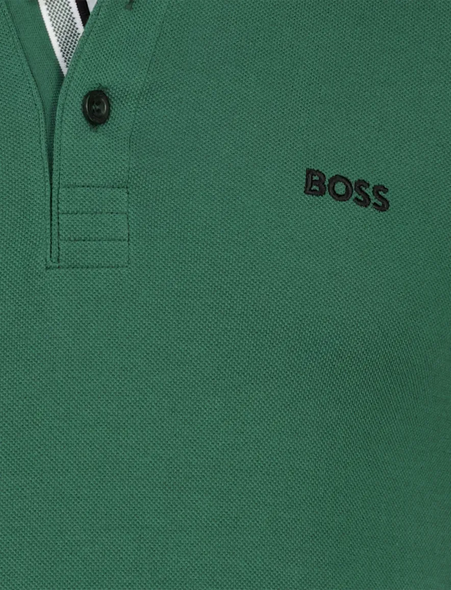 Boss Green Paddy polo pique groen zwarte knoop