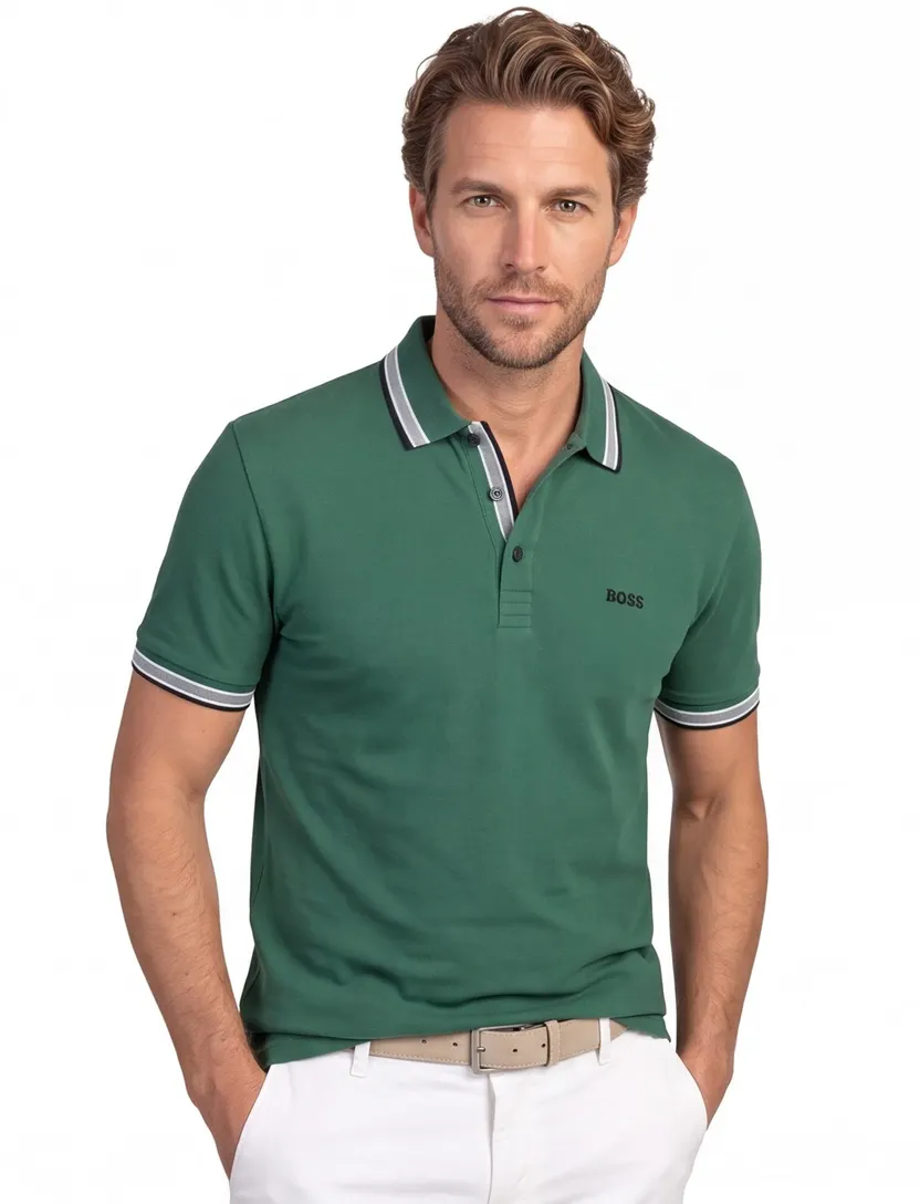 Polo Boss Green Paddy groen zwarte knoop