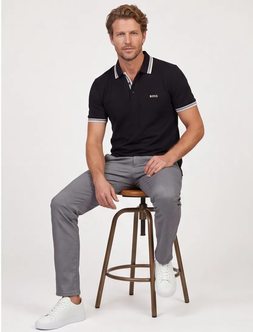 Polo Boss Green Paddy poloshirt zwart pique effen
