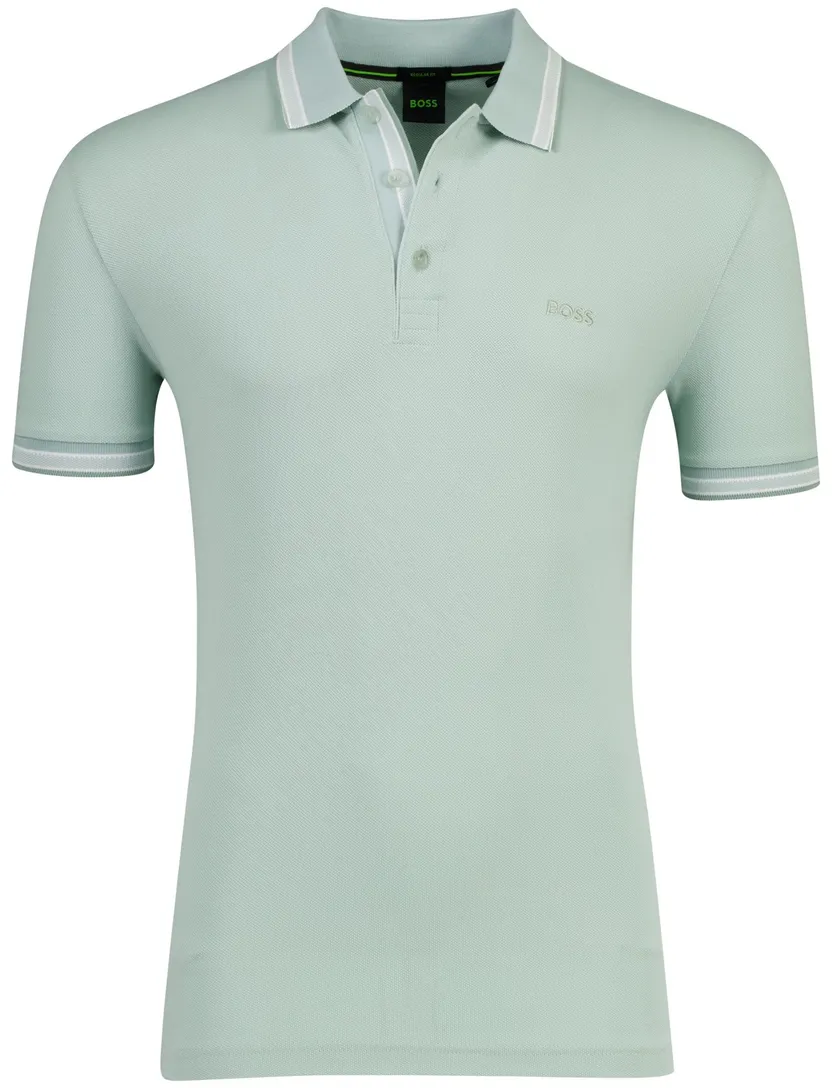 Polo Boss Green Paddy poloshirt groen met witte kraag