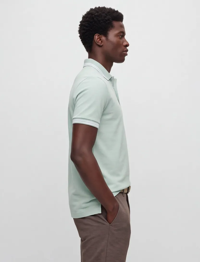 Polo Boss Green Paddy poloshirt groen met witte kraag