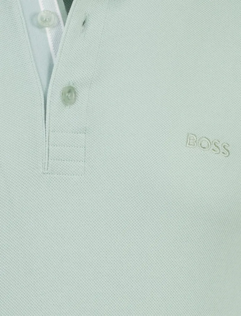Polo Boss Green Paddy poloshirt groen met witte kraag