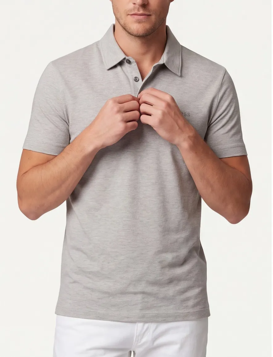 Poloshirt BOSS Black grijs katoen