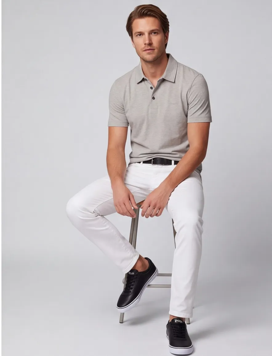 Poloshirt BOSS Black grijs katoen