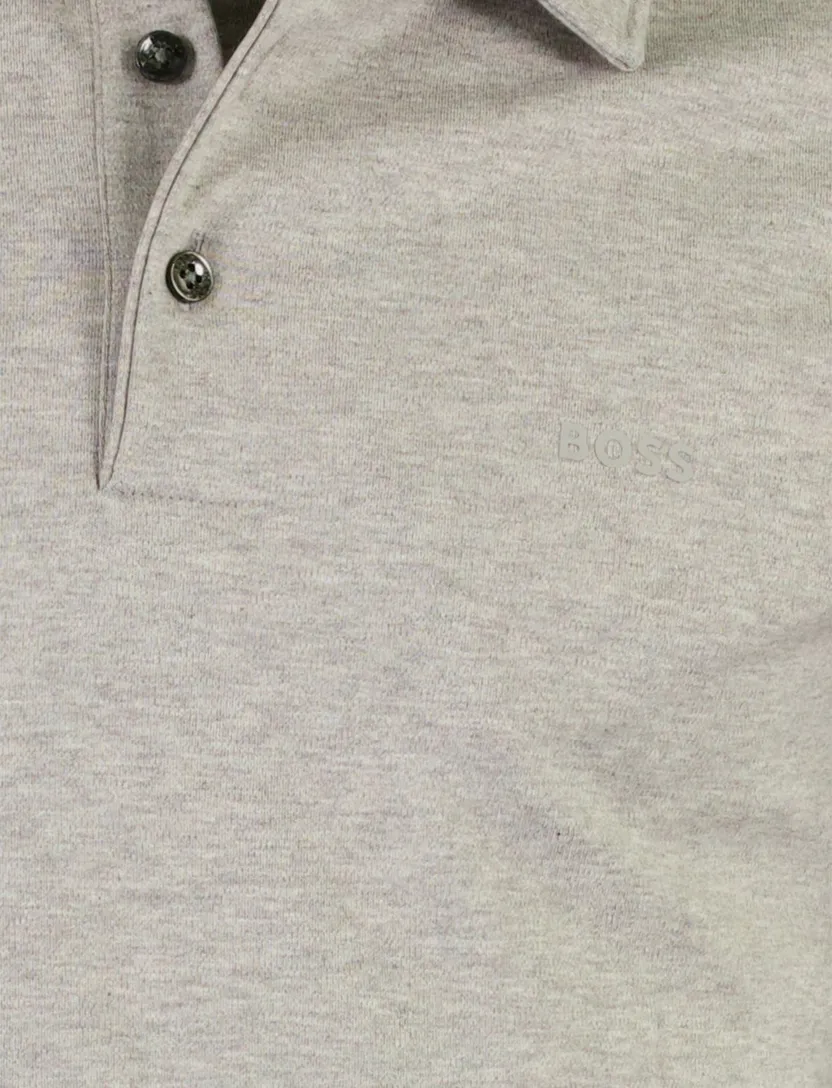 BOSS Black poloshirt grijs katoen normale fit