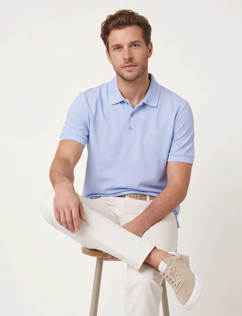 BOSS poloshirt lichtblauw slim fit
