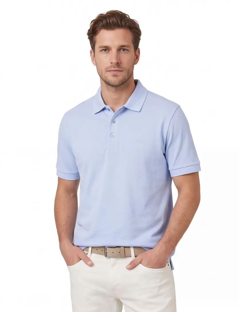 BOSS poloshirt lichtblauw slim fit