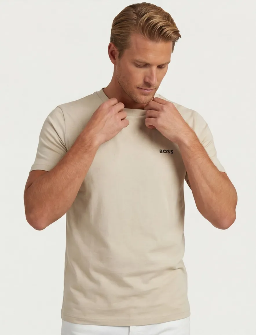 Boss Green tee t-shirt beige logo katoen