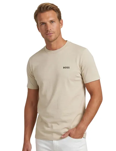 Hugo Boss Boss Green tee t-shirt beige logo katoen