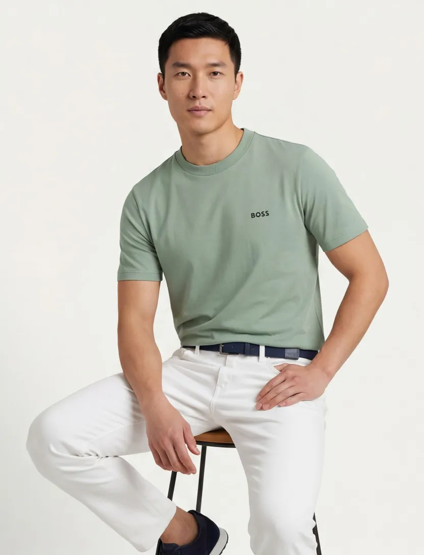 T-shirt Boss green tee groen ronde hals