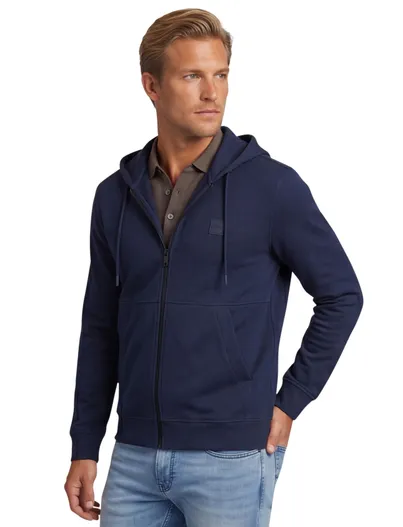 Hugo Boss navy sweatvest Boss Orange Zetalky zwarte rits