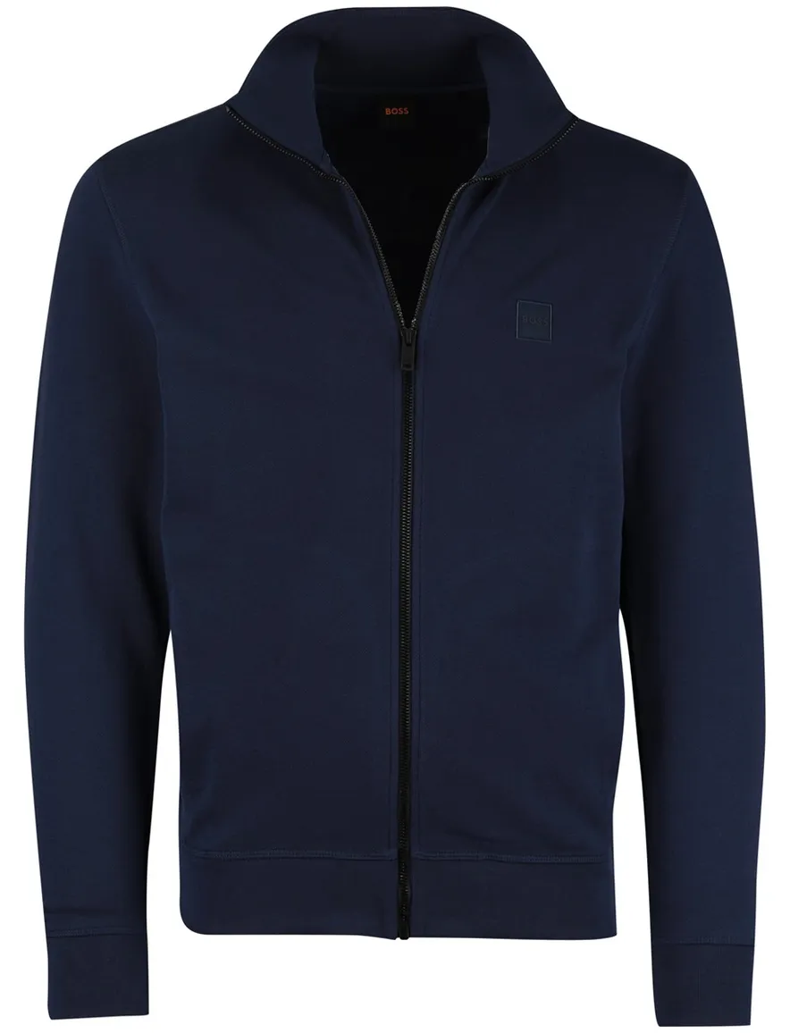 Zestart vest BOSS Orange navy hoge hals en ritssluiting