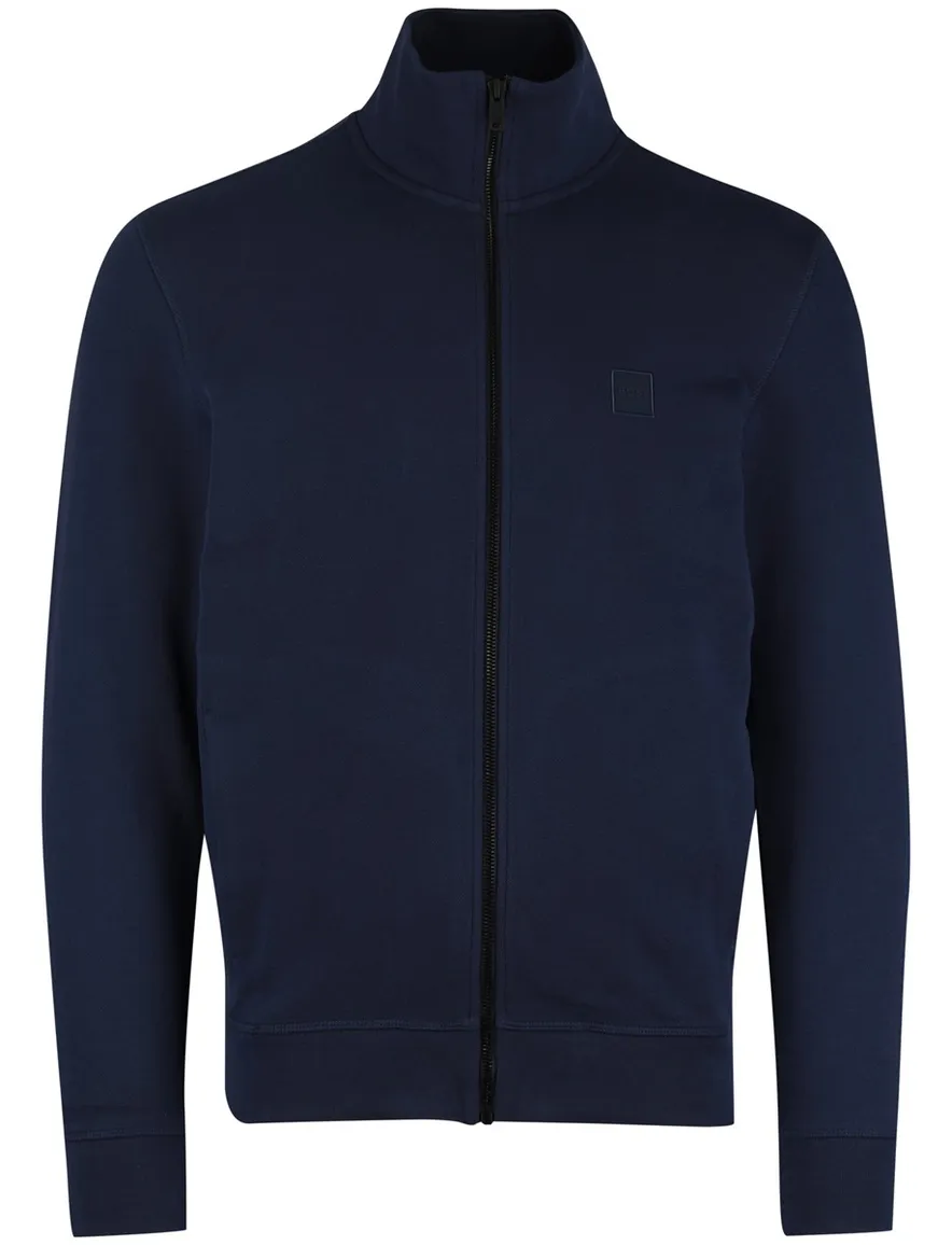 Zestart vest BOSS Orange navy hoge hals en ritssluiting