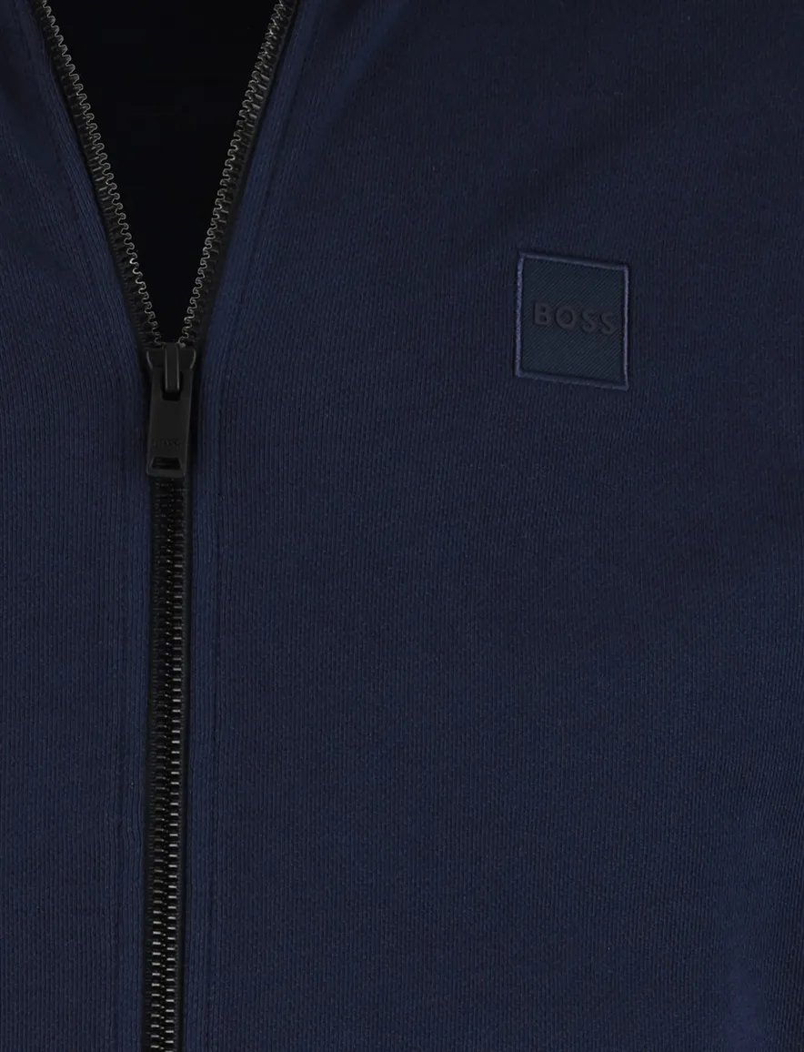 Zestart vest BOSS Orange navy hoge hals en ritssluiting