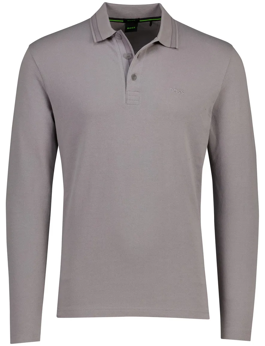 Boss Green Plisy grijs poloshirt pique logo