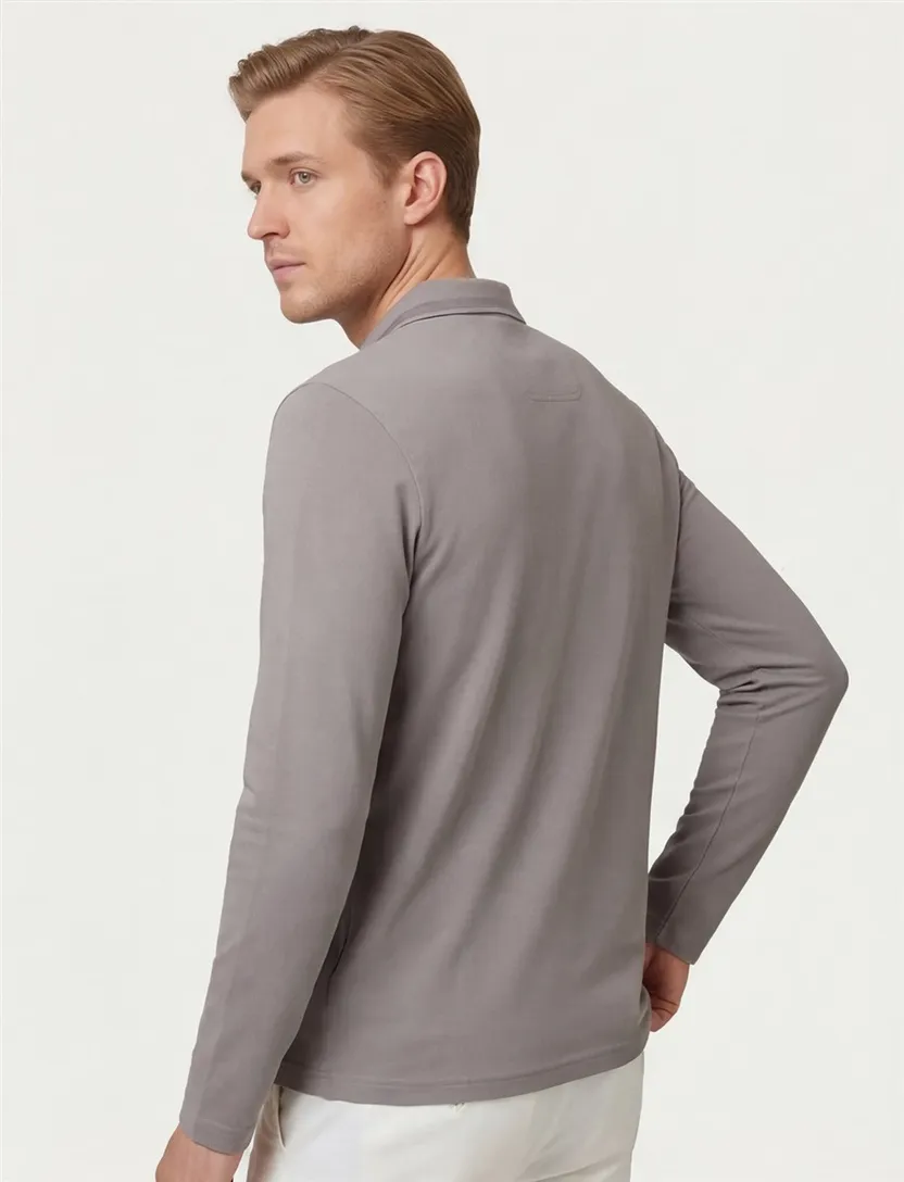 Grijs poloshirt Boss Green Plisy pique normale fit