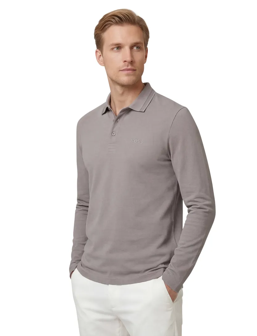 Grijs poloshirt Boss Green Plisy pique normale fit