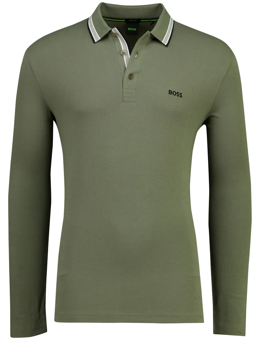 100% katoen green poloshirt Boss Green Plisy lange mouw 3-knoops