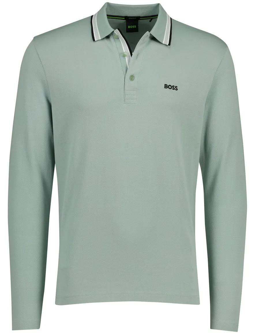 Boss Green Plisy poloshirt groen normale fit 3 knopen
