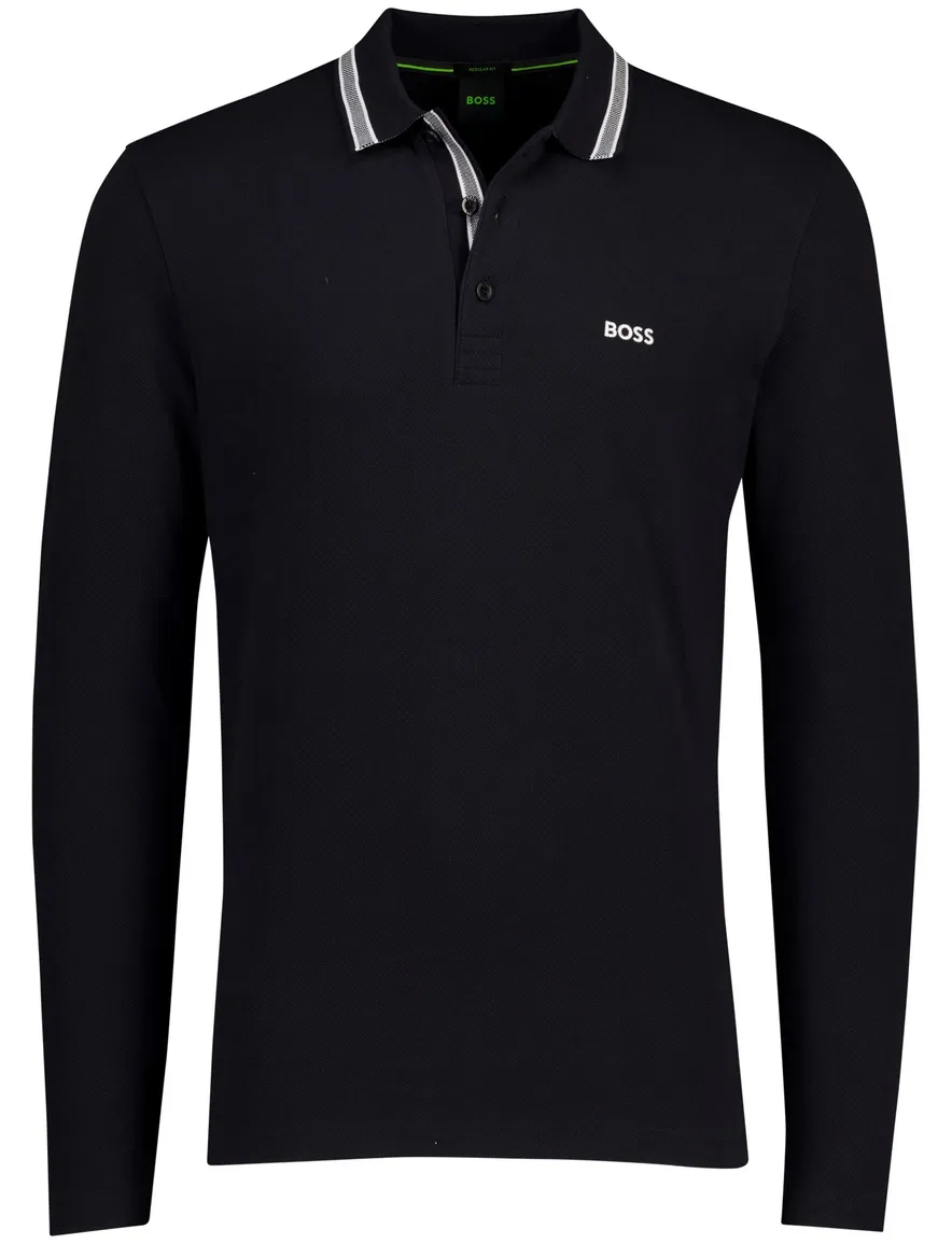 Boss Green Plisy poloshirt donkerblauw normale fit 3 knopen