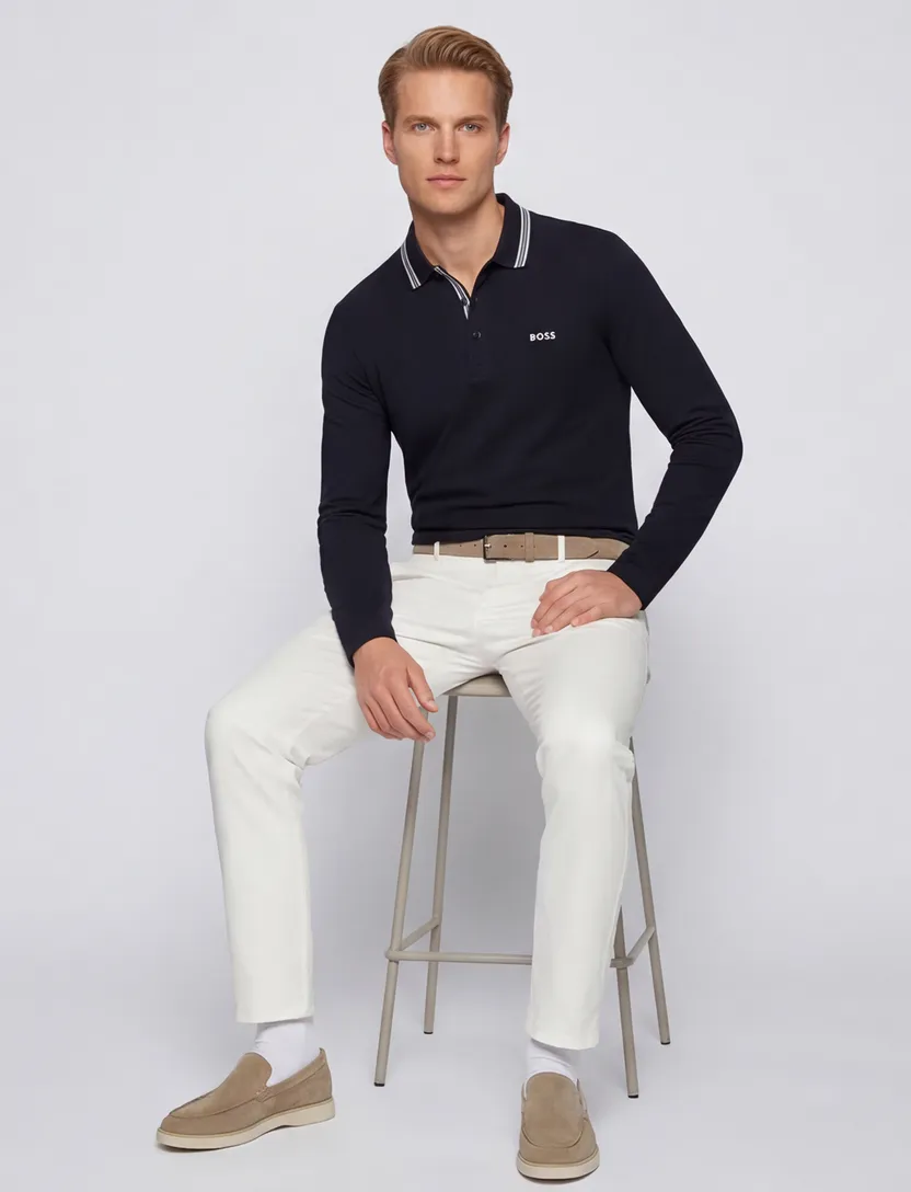 Donkerblauw poloshirt Boss Green normale fit 3 knopen