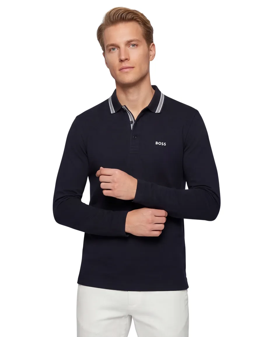 Boss Green polo donkerblauw effen