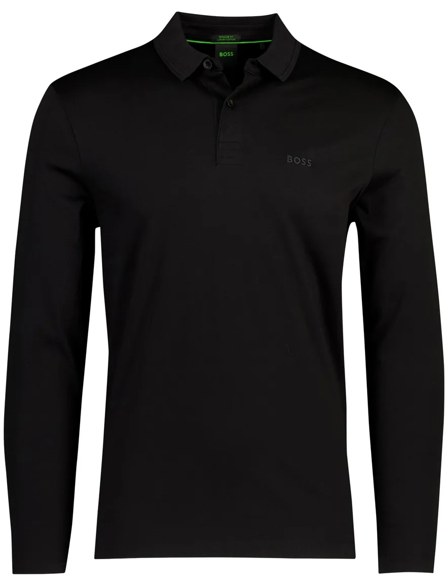 BOSS Green Pirol polo effen zwart lange mouw
