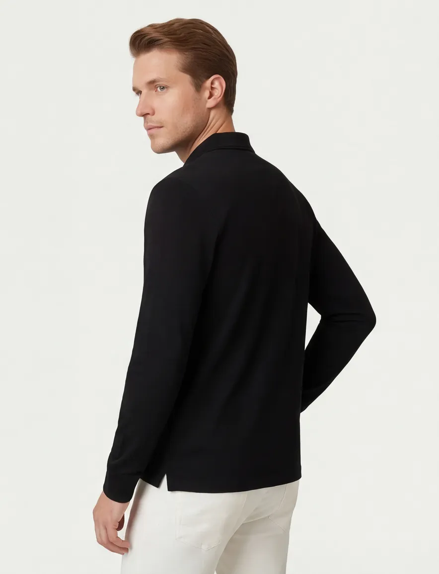 BOSS Green Pirol polo effen zwart lange mouw