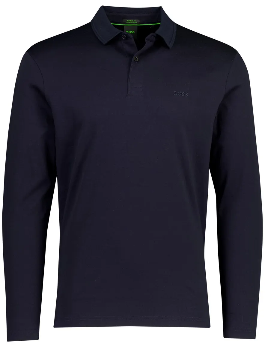 Poloshirt Boss Green Piro lange mouw luxury cotton navy